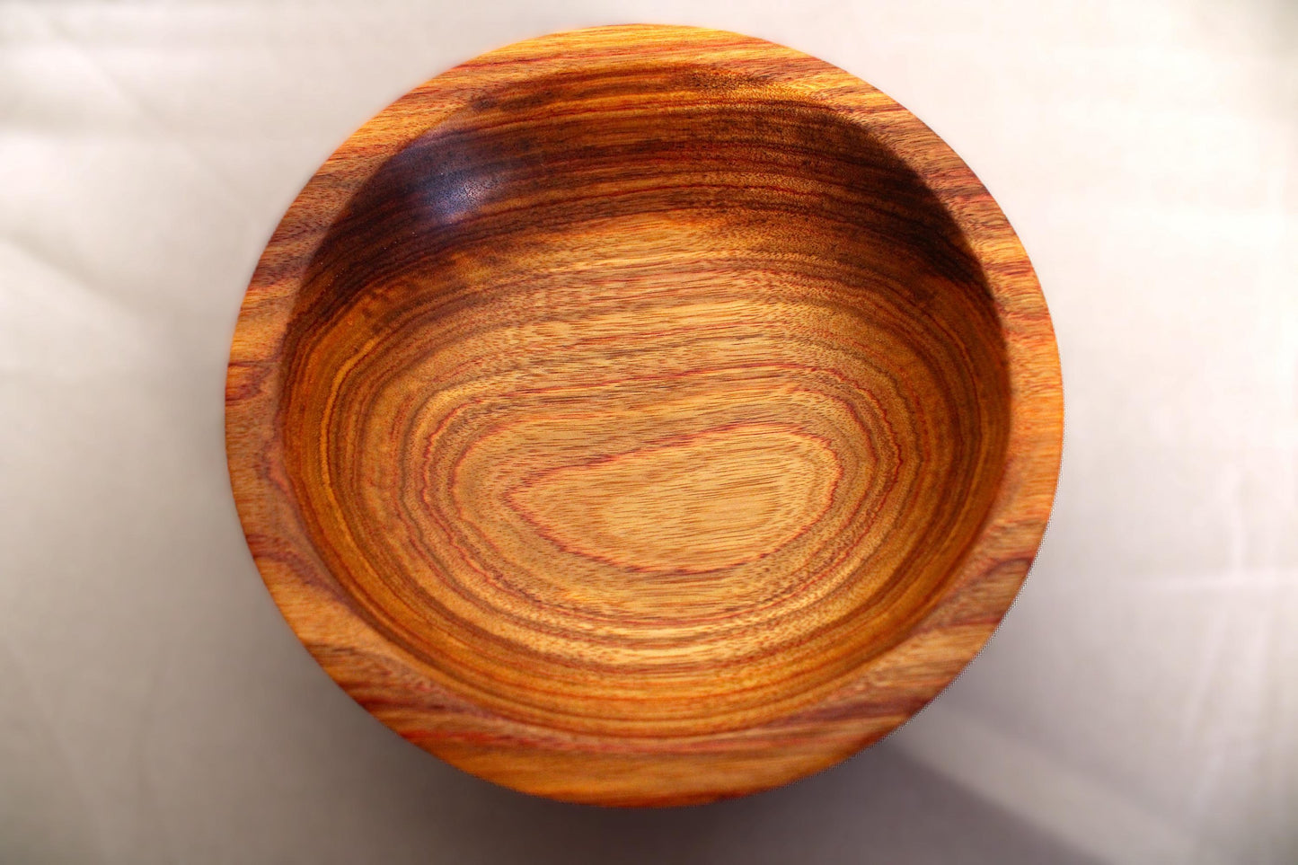 Hand-Turned Canarywood Bowl – Vibrant Gold & Red, Artisan Crafted